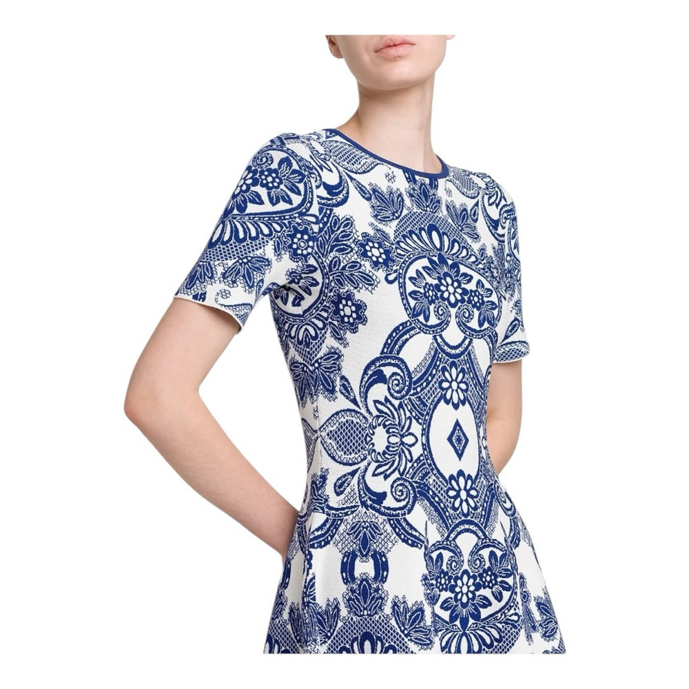 Women's Etro White and Blue Medallion Lace Effect Minidress Size 2 (38) - Picture 7 of 15